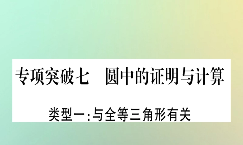 中考数学精选准点备考复习 第二轮 中档题突破 专项突破7 圆中的证明与计算课件 新人教版 课件