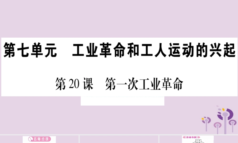 九年级历史上册 第7单元 工业革命和工人运动的兴起 第第一次工业革命习题课件 新人教版 课件