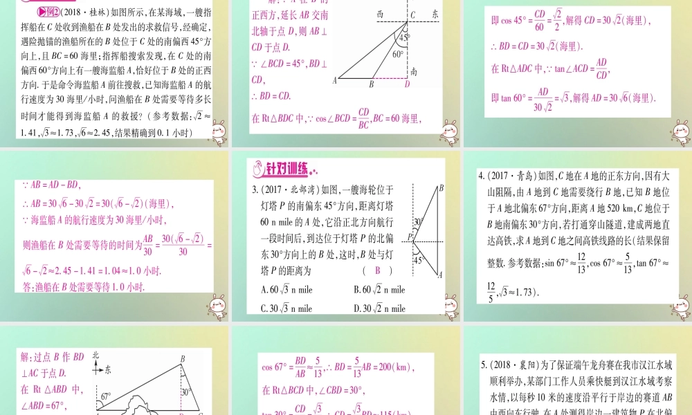 中考数学精选准点备考复习 第二轮 中档题突破 专项突破6 解直角三角形的实际应用课件 新人教版 课件