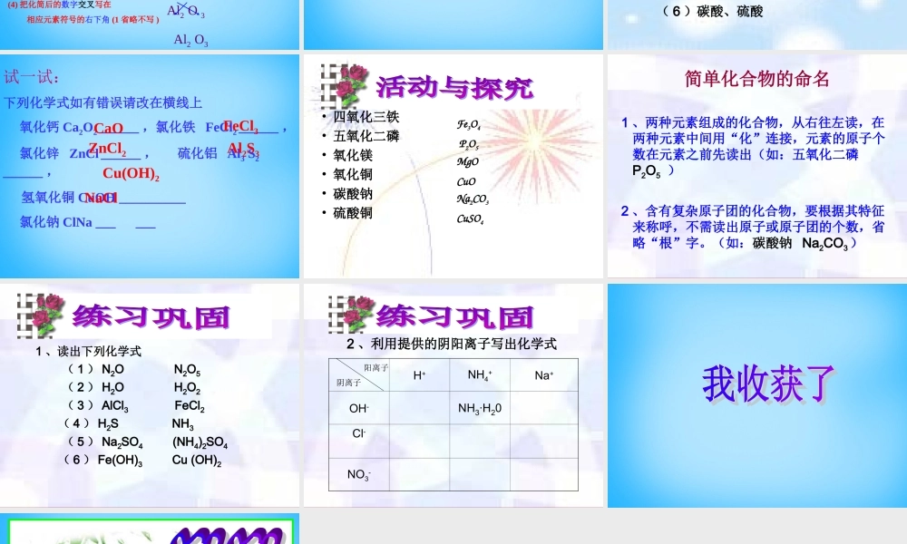 九年级化学上册(43 化学式的书写和命名)课件 (新版)沪教版 课件