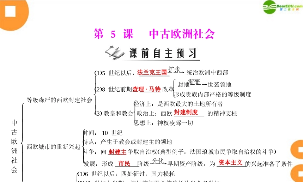 九年级历史上册 第二单元 第5课 中古欧洲社会 配套课件 人教新课标版 课件
