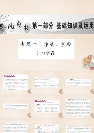 中考语文二轮复习 专题能力提升 第一部分 基础知识及运用 专题一 字音、字形(精讲)课件