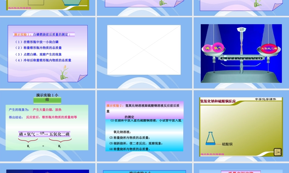 九年级化学上册 第1课时 质量守恒定律同步授课课件 沪教版 课件