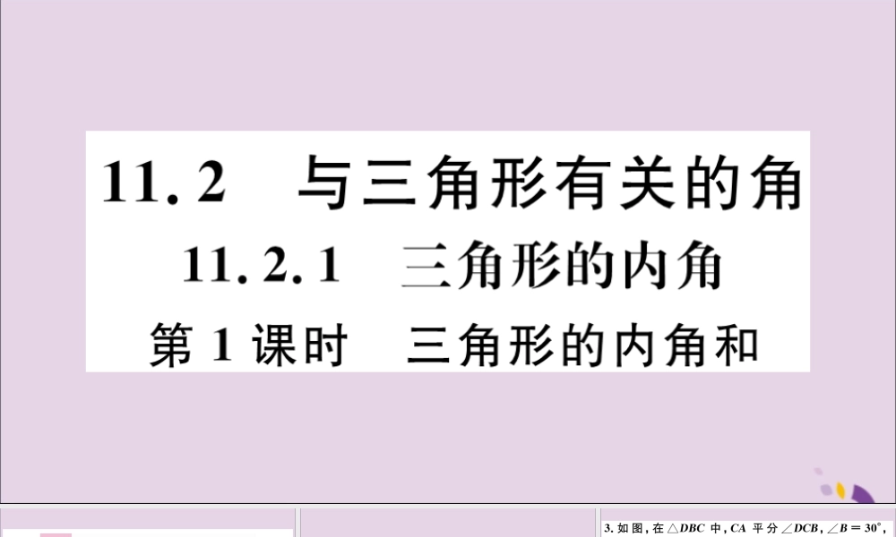 (河北专版)八年级数学上册 11.2 与三角形有关的角 11.2.1 第1课时 三角形的内角和习题课件 (新版)新人教版 课件