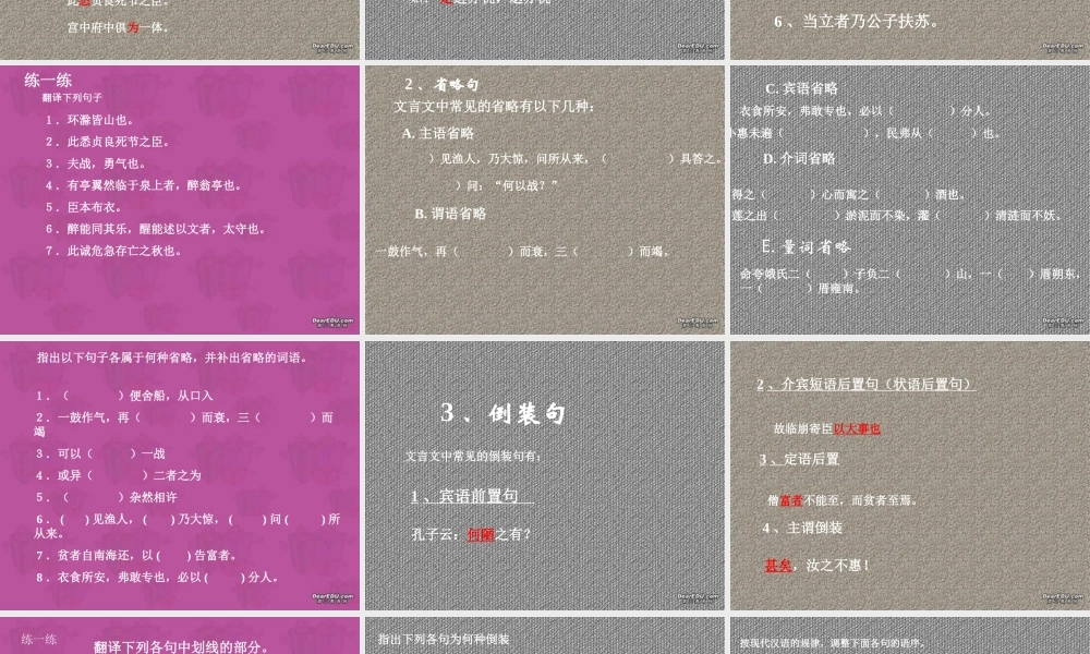 中考文言文特殊句式复习 中考语文必胜宝典课件集