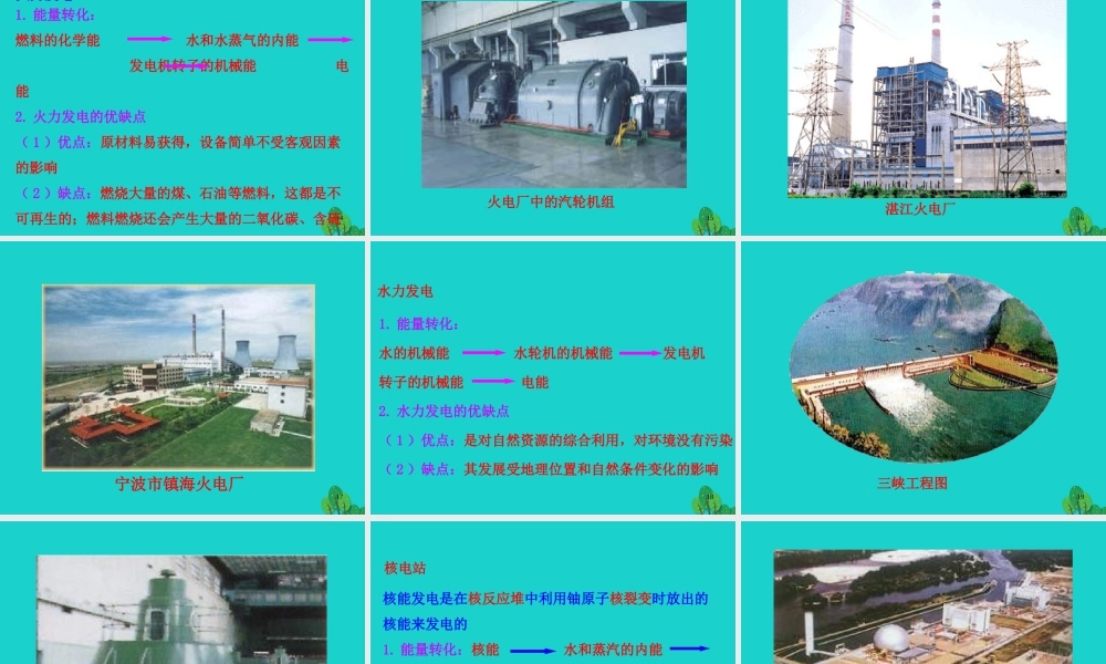 181 电能的产生课件 九年级物理全册 18.1 电能的产生课件+素材 (新版)沪科版