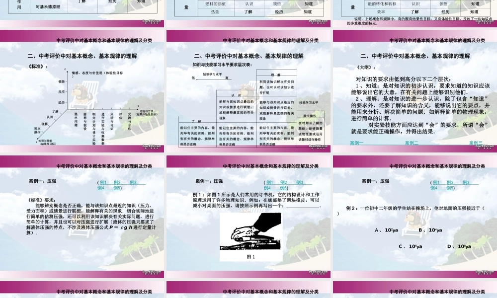 中考评价中对基本概念和基本规律 试题