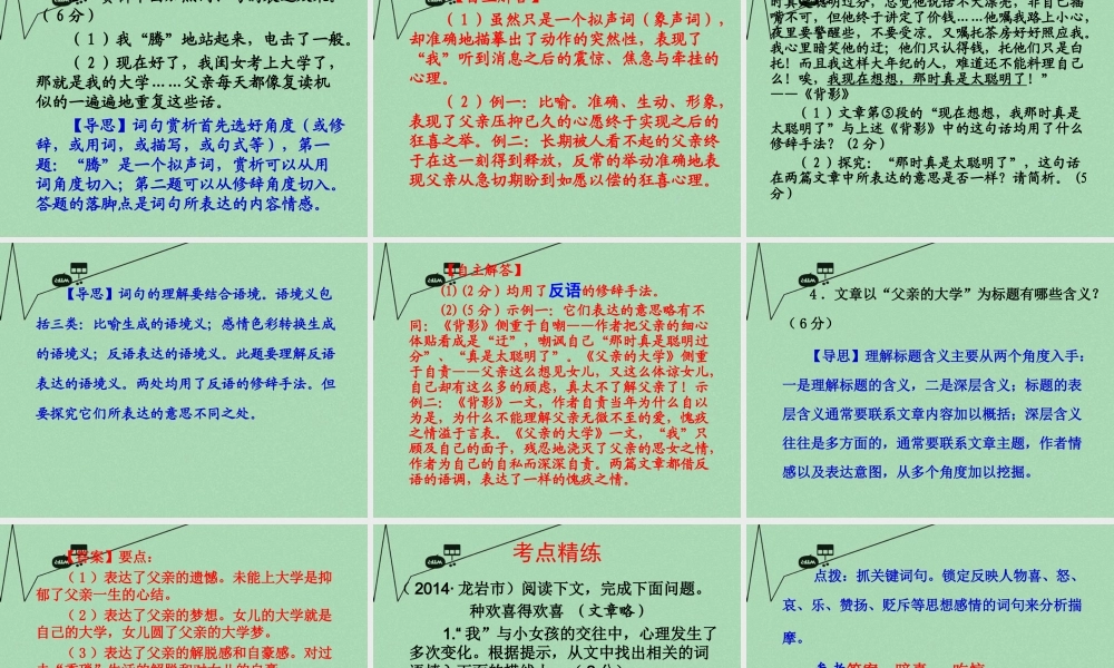 中考语文 考点技法点拨 记叙文与文学作品阅读 第8课时课件