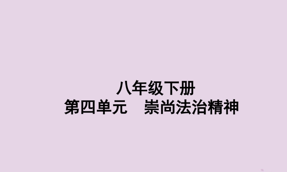 中考道德与法治总复习 八下 第四单元 崇尚法治精神课件