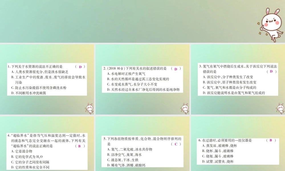 九年级化学上册 第二部分 期末复习攻略 综合专题四 自然界的水课件 (新版)新人教版 课件