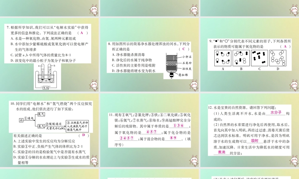九年级化学上册 第二部分 期末复习攻略 综合专题四 自然界的水课件 (新版)新人教版 课件