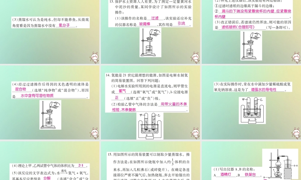 九年级化学上册 第二部分 期末复习攻略 综合专题四 自然界的水课件 (新版)新人教版 课件