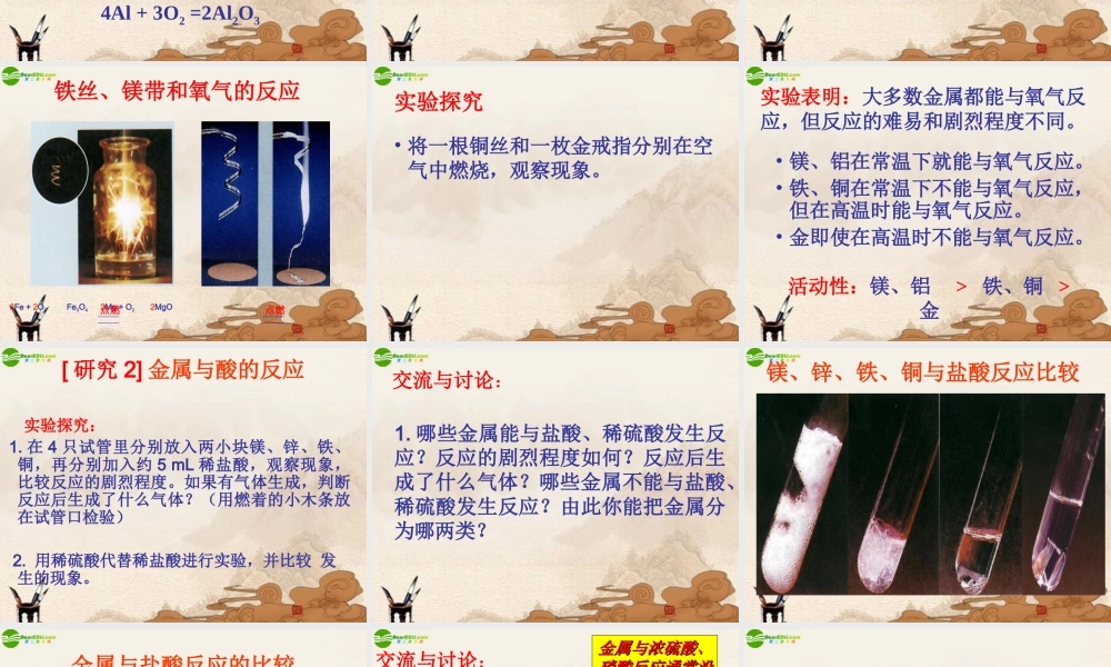 九年级化学下册 金属的化学性质课件 人教新课标版 课件