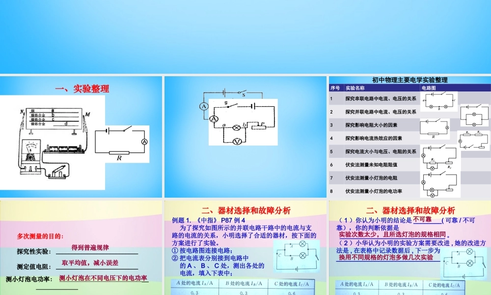 中考物理 电学实验复习课件