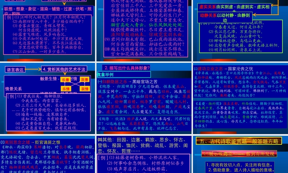 5诗歌鉴赏 高考语文冲刺分类复习课件全集上 新课标 人教版 高考语文冲刺分类复习课件全集上 新课标 人教版