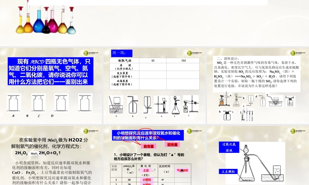 中考科学专题复习(气体的制备)课件 新人教版 课件