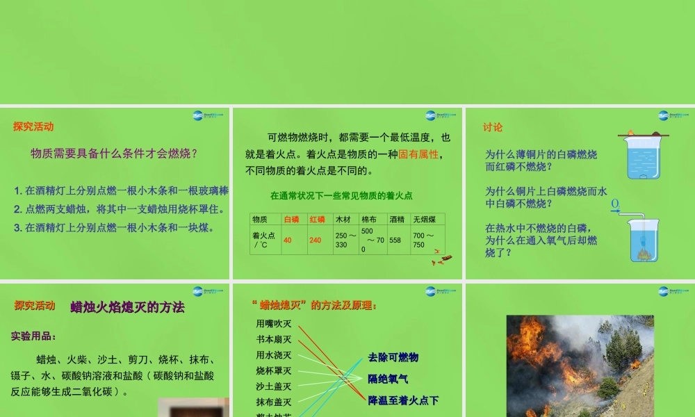 九年级化学上册 第七单元(课题1 燃烧和灭火)课件1 (新版)新人教版 课件