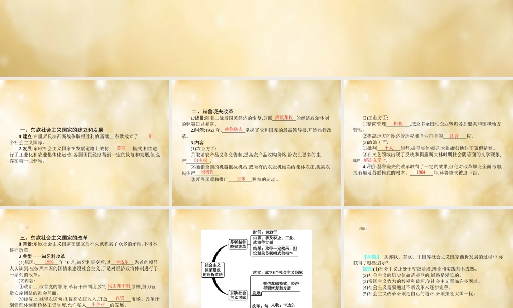九年级历史下册 第11课 苏联和东欧社会主义国家建设的曲折道路课件 中华书局版 课件