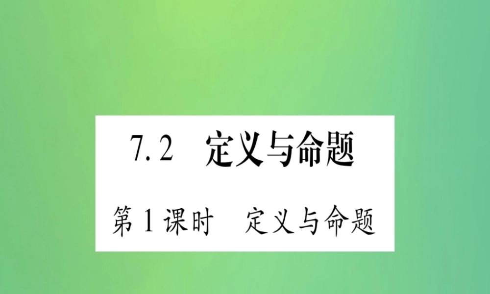 (江西专用)八年级数学上册 第7章 平行线的证明 7.2 定义与命题 第1课时 定义与命题作业课件 (新版)北师大版 课件