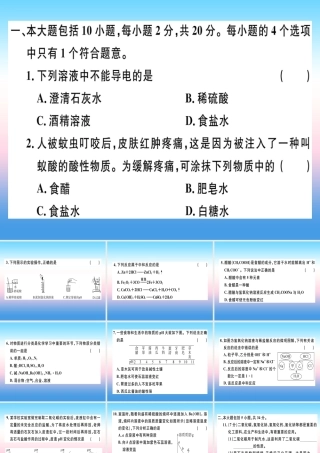 九年级化学下册 第十单元 酸和碱检测卷习题课件 新人教版 课件