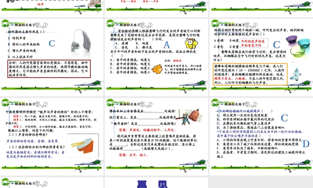中考物理第一轮复习课件 声现象 人教新课标版  课件