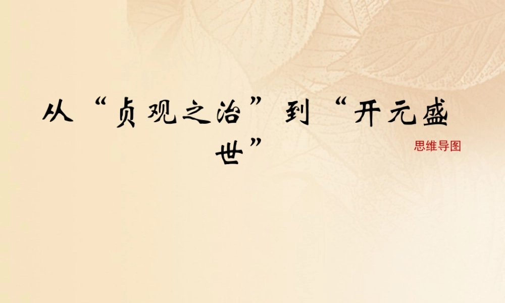 (秋季版)七年级历史下册 第一单元 隋唐时期：繁荣与开放的时代 第2课(从 贞观之治 到 开元盛世 )思维导图素材 新人教版 素材