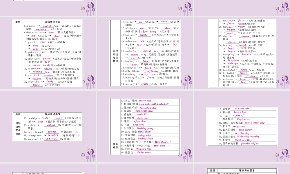 中考英语复习 第一篇 教材过关 七上 第2课时 Units 5 9课件
