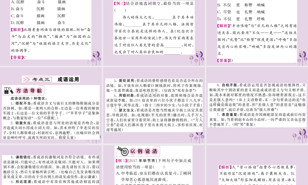 (贵州专版)中考语文复习 第二轮 第一部分 语言积累与运用 专题二 词语的理解与运用备考指南课件
