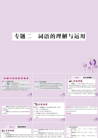 (贵州专版)中考语文复习 第二轮 第一部分 语言积累与运用 专题二 词语的理解与运用备考指南课件