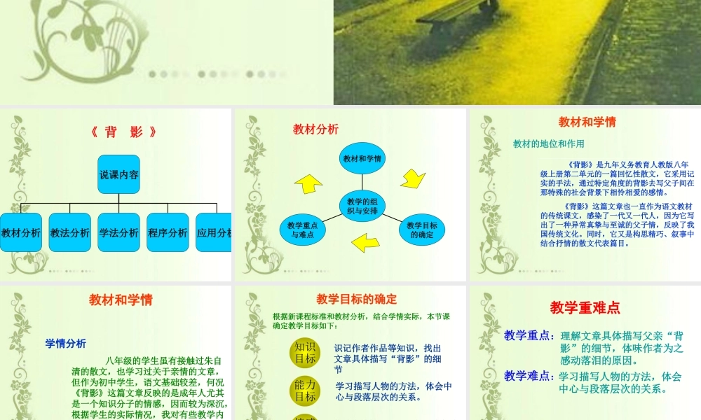 09年江苏地区八年级语文科背影说课课件