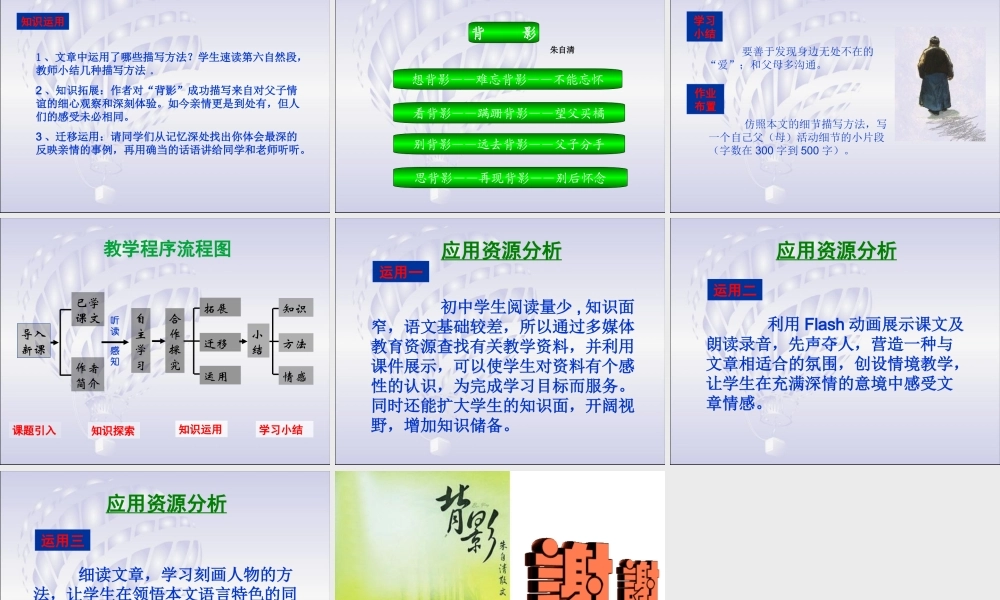 09年江苏地区八年级语文科背影说课课件
