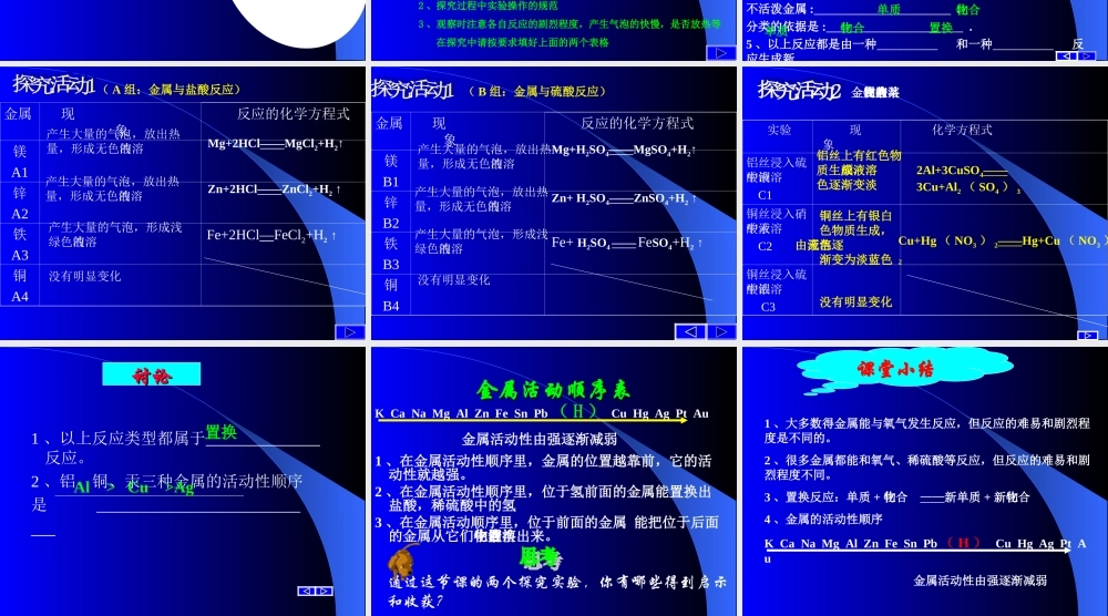 九年级化学下册第八单元课题2 金属的化学课件人教新课标 课件