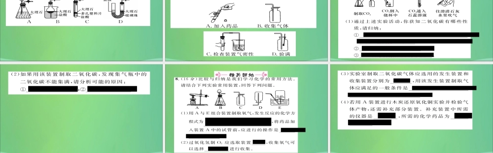 九年级化学上册 第6单元 实验活动2 二氧化碳的实验室制取与性质课件 (新版)新人教版 课件