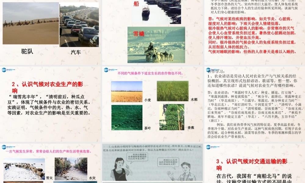 七年级地理上册 第4章 活动课气候与我们的生产生活教案 (新版)商务星球版 课件