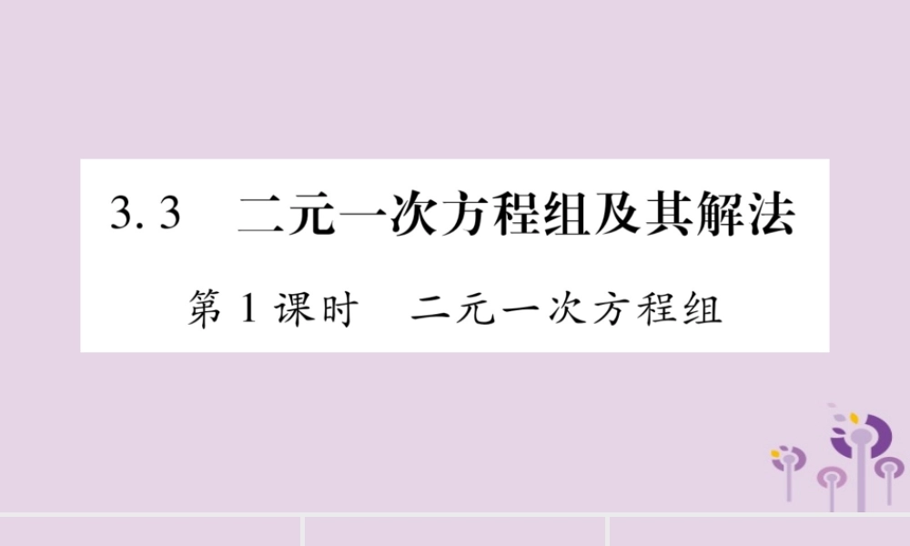 七年级数学上册 第3章 一次方程与方程组 3.3 二元一次方程组及其解法 第1课时 二元一次方程组课件 (新版)沪科版 课件