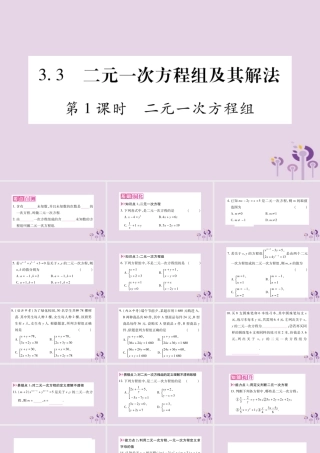 七年级数学上册 第3章 一次方程与方程组 3.3 二元一次方程组及其解法 第1课时 二元一次方程组课件 (新版)沪科版 课件