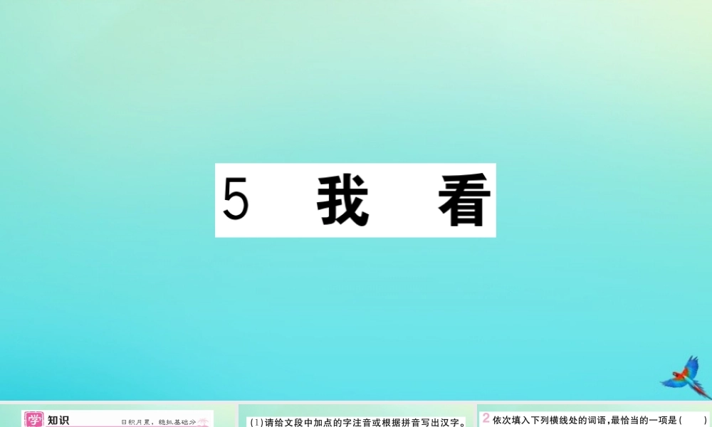 (贵州专版)九年级语文上册 第一单元 5 我看作业课件 新人教版 课件