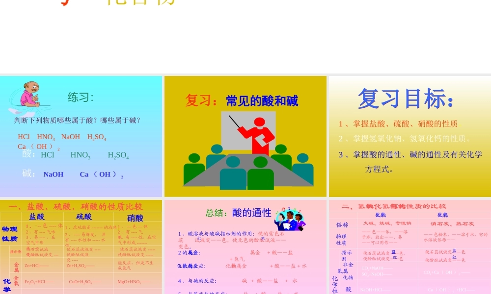 九年级化学 酸碱复习课件 鲁教版 课件