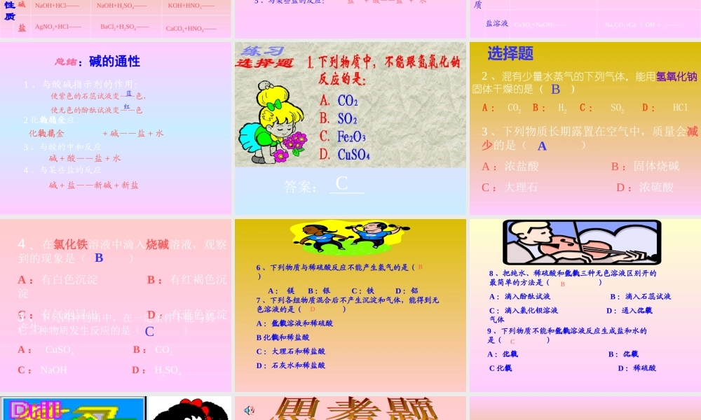 九年级化学 酸碱复习课件 鲁教版 课件
