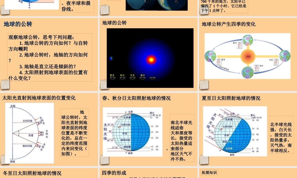 七年级地理上册 第一章第二节(地球的自转和公转)课件 人教新课标版 课件