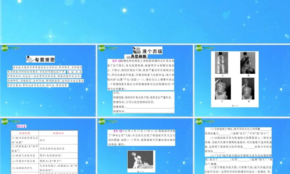 中考物理复习 专题4 综合能力题 人教新课标版课件 人教新课标版 课件