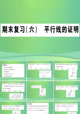 (江西专用)八年级数学上册 期末复习(六)平行线的证明作业课件 (新版)北师大版 课件