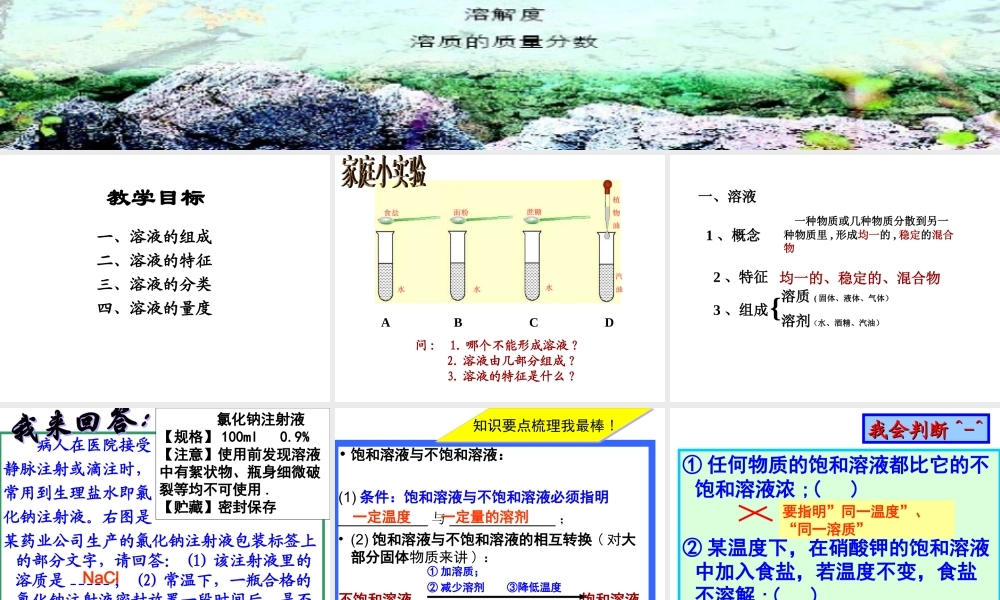 九年级化学 溶液 课件