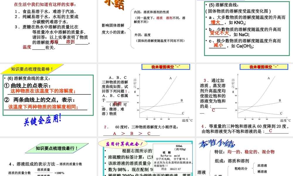 九年级化学 溶液 课件