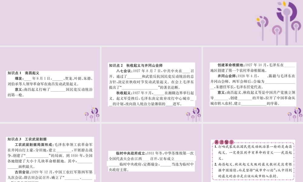 (河南专版)八年级历史上册 第五单元 从国共合作到国共对峙 第16课 毛泽东开辟井冈山道路课件 新人教版 课件