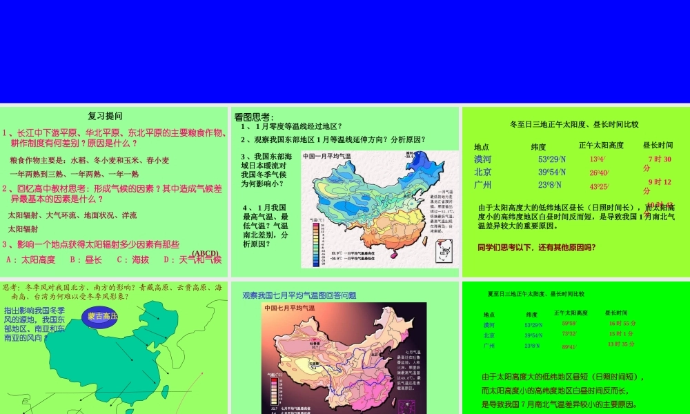七年级地理气候多样 季风显著课件2 鲁教版 课件
