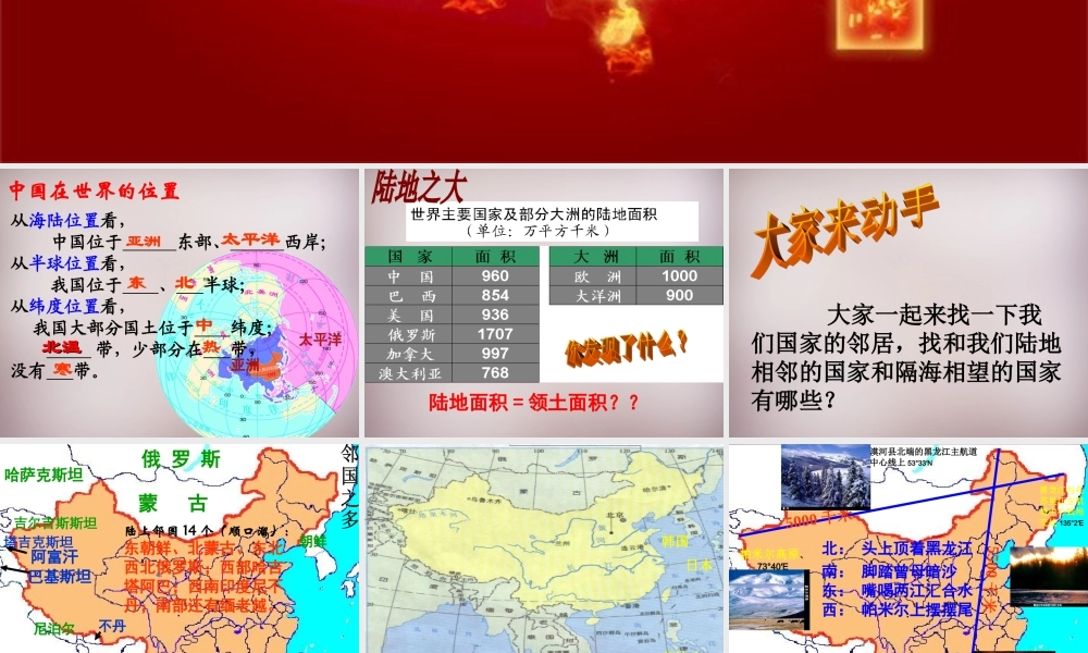 七年级历史与社会下册 第五单元 第1课 第1框 辽阔的疆域课件 人教版 课件