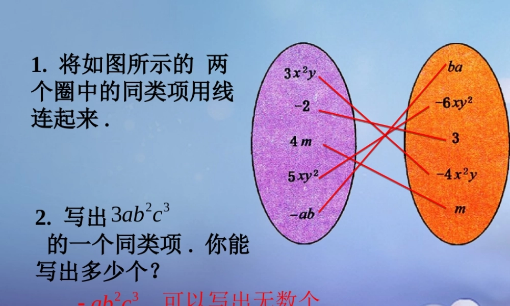 七年级数学上册 3.4 整式的加减 3.4.1 同类项练习素材 (新版)华东师大版 素材