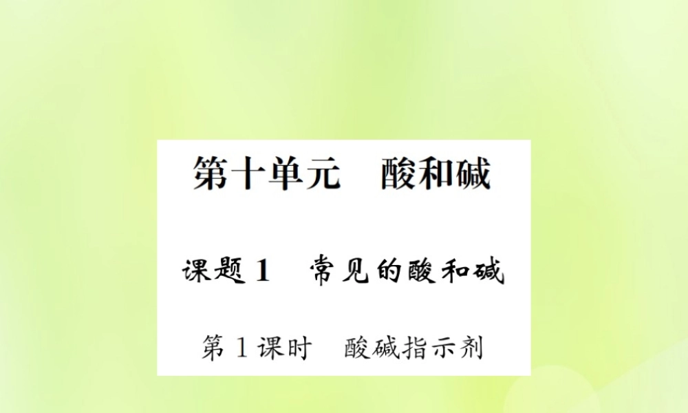 九年级化学下册 第十单元 酸和碱 课题1 第1课时 酸碱指示剂复习课件 (新版)新人教版 课件