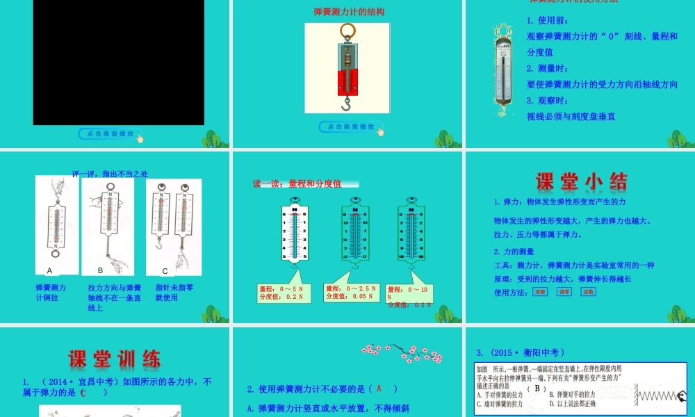 7.2 弹力课件 八年级物理下册 7.2 弹力课件+素材 (新版)新人教版 八年级物理下册 7.2 弹力课件+素材 (新版)新人教版